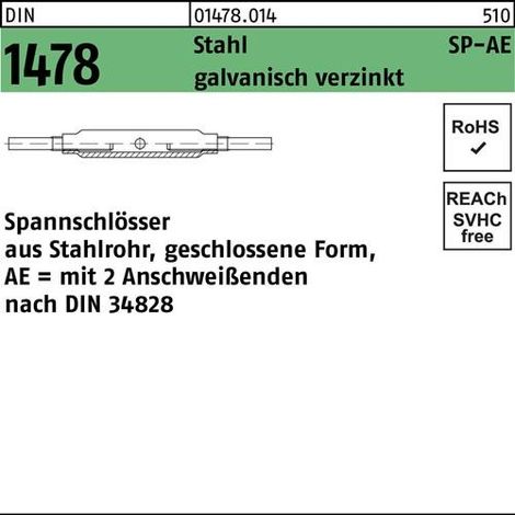 Tendeur DIN 1478 fermé SP-AE M10 Acier 3.6 galv. 1p.