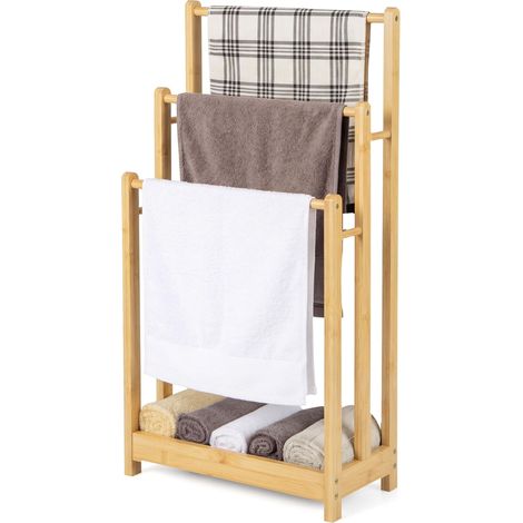 COSTWAY Porte-Serviettes en Bambou, pour Salle de Bain, 45 x 22 x 86 cm (1/5)