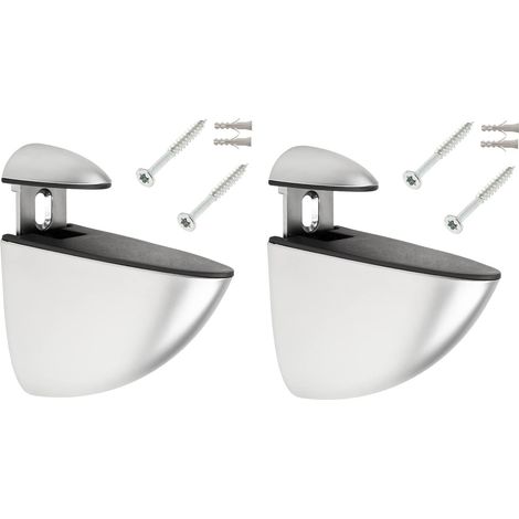 soportes ajustables tipo pelícano de 66 mm para estantes de pared, acabado cromado plateado, con tornillos y tacos, para cocina, baño o muebles, fijación universal. (1/5)