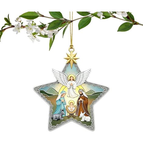 Boules de Noël en Verre pour Décoration Pendentif En Verre Élégant En Forme Ornements Attrape-Pour Arbre Noël Pour Femme Adulte Maison Porte Voiture Fête Guirlande (1/5)
