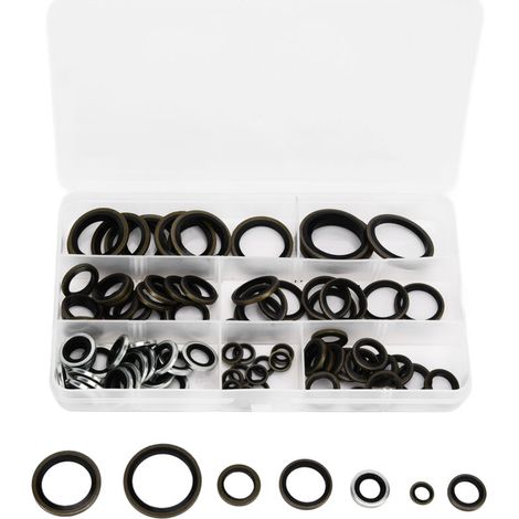Kit d'assortiment de 90 joints toriques en caoutchouc galvanisé, ronds et plats