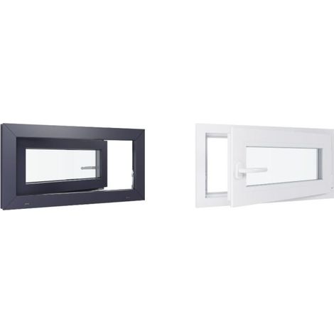 Finestra in PVC - Triplo vetro - Bicolore - Bianco e grigio - 800 mmx400 mm cm