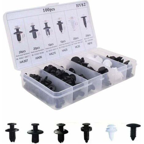 100pcs Rivets Plastiques Clips Fixation Universel pour Auto Voitures Panneaux de Portes (1/4)