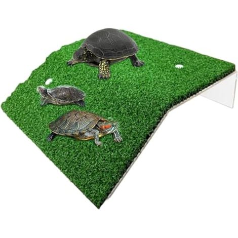 Plate-Forme De Baignade pour Tortues, Rampe pour Tortues, Plate-Forme De Tortue Artificielle, Plate-Forme De Simulation De Pelouse, Plate-Forme Transparente pour Aquarium, L (1/4)