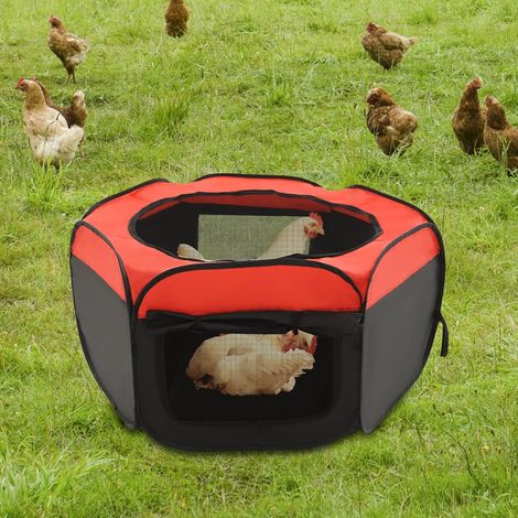 Foldable Chick Brooder Box for 25 Chicks, Portable Chicken Run with Weather-Resistant Cover, 114.5 x 114.5 x 50.5cm, Oxford Cloth Playpen for Ducklings Quails, Indoor Outdoor Use with Carry Bag (1/5)