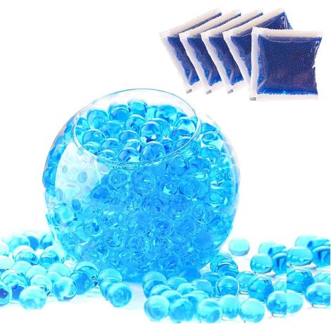 Lot de 5 billes d'eau, 50000 perles de gel, hydrogel bleu, pour pistolet à eau, vase décoratif, éveil sensoriel (1/5)