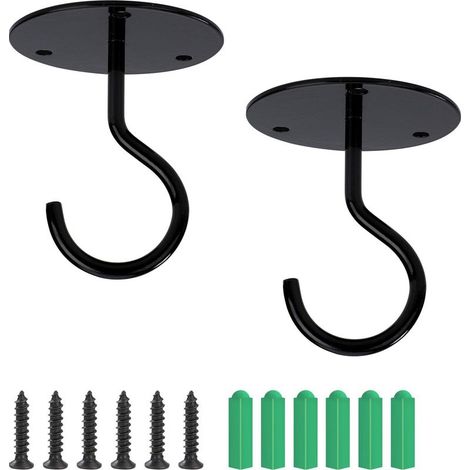 Screw Mount Ceiling Hook, Top Wall Hook for Hanging Lights, Garden Plant Baskets, Planters, Bird Feeders, Lanterns, Wind Chimes, Mosquito Net (2 Pack) (1/5)