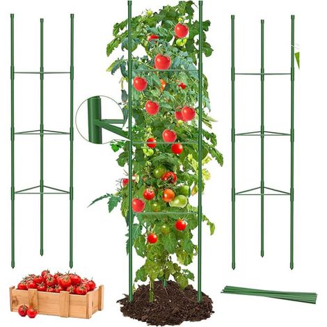 3pcs Tuteur Tomate 120 cm, Cage à Tomates Support, pour Roses, tomates et concombres, Piquets de Support Plantes Frimpantes, Légumes Fleurs (1/5)
