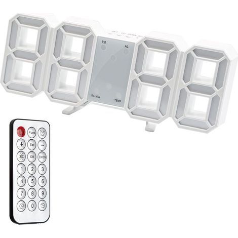 Lntyq Horloge Murale Numérique LED 3D Réveil Lumineux Fonction sans Bruit Snooze Luminosité Réglable 12/24 Heure Affichage Date/Température Bureau Cuisine Salon Chambre 24cm avec Télécommande (1/4)