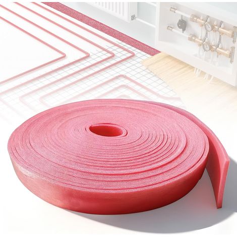 Bandes d'isolation des bords autocollantes pour masse de nivellement, 100 mm x 5 mm x 15 m, isolation des bords pour chauffage au sol, chape (1/5)