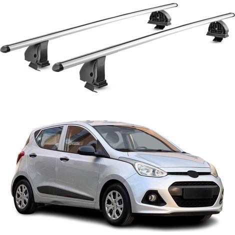 OMAC Aluminium Dachträger Querträger für Hyundai i10 I 2007-2013 – TÜV / DIN 75302:2019 – Abschließbar – T-Nut – Max. 75 kg – 2 Stangen – Silber (1/5)