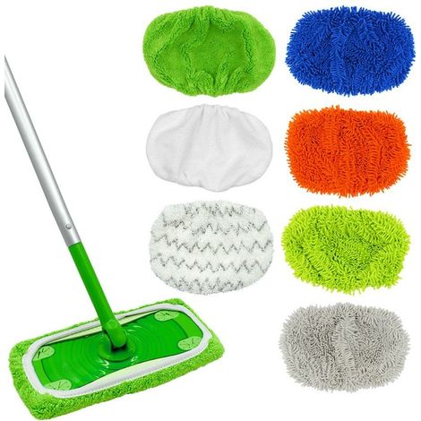 7 Pièces Lingettes Reutilisable pour Swiffer Sweeper, Tampons De Vadrouille en Microfibre, Tampon à Vadrouille Réutilisable, Mop Remplacement (1/5)