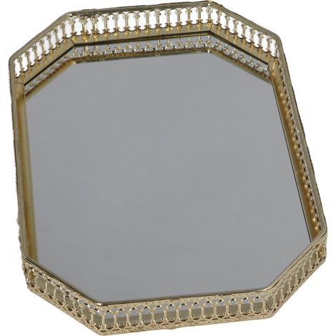 Plateau Décoratif Géométrique Miroir pour Salle de Bain, Style Moderne Plateau Miroir Américain (1/5)