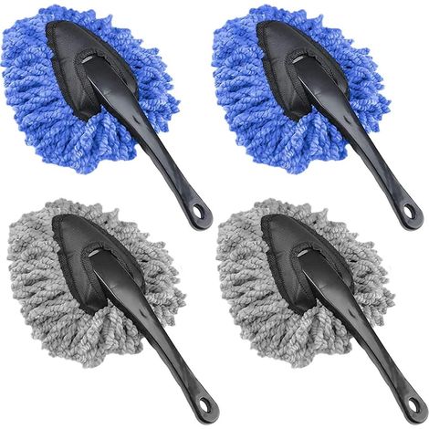 Set di 4 spazzole per autolavaggio, spazzola multifunzionale per la pulizia della ventilazione, strumento per la pulizia dell'auto con manico, adatto per condizionatori d'aria, tastiere, tende oscuran (1/5)