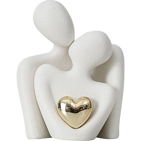 Miniaturfigur eines Paares, Schlafzimmerdekoration für Paare, Jahrestag, dekorative Regalaccessoires zum Jahrestag für Paare (weiß, 11,7 cm) (1/4)