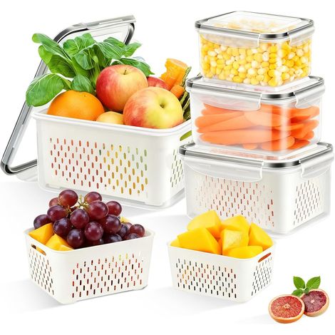 Lot De 3 Boîte Rangement Frigo Transparent avec Couvercles Etanches (1/5)