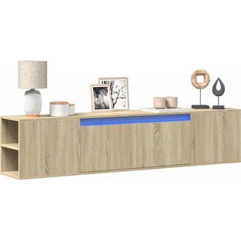 TV Wall Cabinet with LED Sonoma Oak 180x31x39.5 cm vidaXL (1/5)