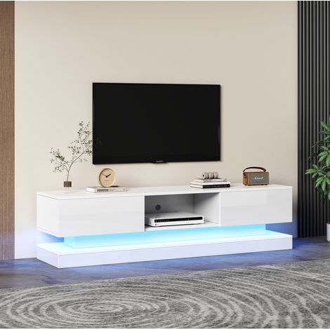 Mobile TV bianco 160 cm con illuminazione LED e 2 cassetti (1/5)