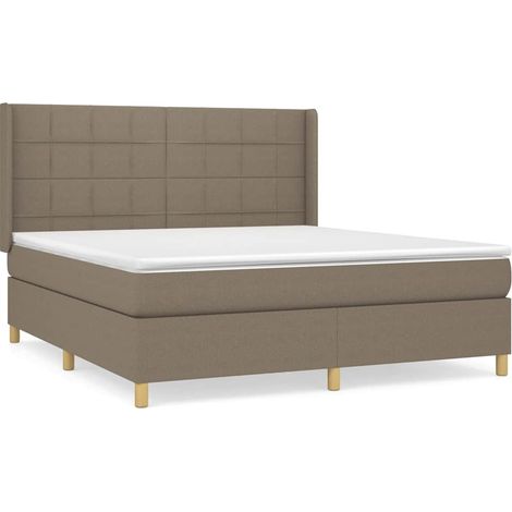 Maison Exclusive - Sommier à lattes de lit avec matelas Taupe 160x200 cm Tissu (1/5)
