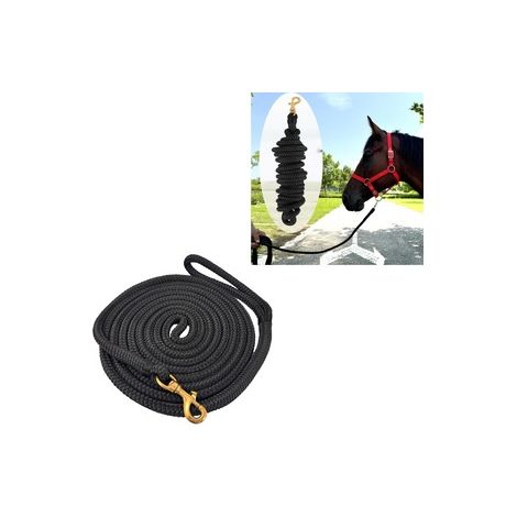 Corde de longe pour cheval en nylon double tressé, longe d'entraînement avec grand mousqueton, laisse et attache équestre, équipement équestre robuste (1/5)