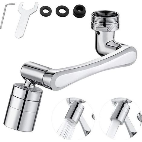 Extension of faucet universal rotating to 1440°,Mousseur faucet to filter anti-splashes,Tip faucet kitchen with 2 modes (1/4)