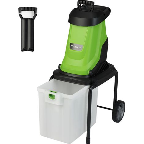 COSTWAY 2800 W Electric Wood Chipper with 50 L Collection Bin and Wheels Green (1/5)