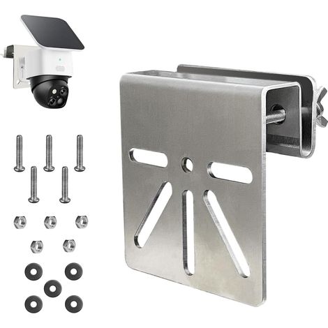 Support de Gouttière en Acier Inoxydable pour SoloCam S340, Support Camera Exterieur vis Antirouille, Installation sans Perçage, Compatible avec Caméras IP PTZ (Argent) (1/5)