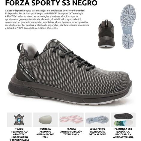 PANTER zapatilla forza sporty s3 negro esd t-44 panter , Zapatilla Forza Sporty S3 Negro Esd T-44 Panter de la marca Calplesa.