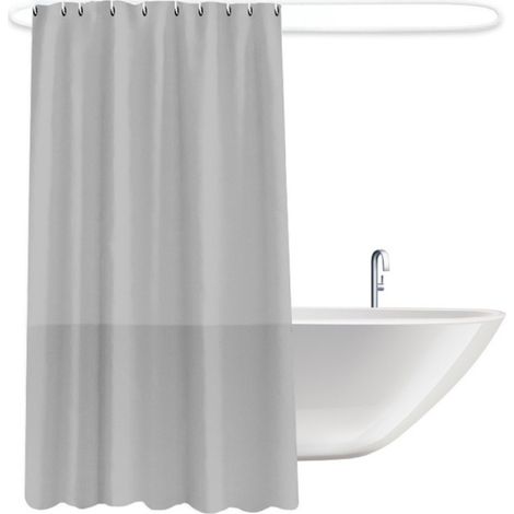 1 Doublure de rideau de douche PEVA, 12 œillets antirouille, imperméable, pour baignoire et cabine jusqu'à 180 cm (1/5)
