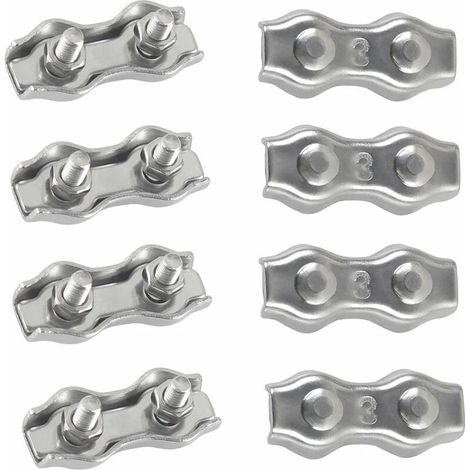 Attaches de câble duplex M3 en acier inoxydable 304, 8 pièces, pour cordes à linge, parasols et autres installations de terrasse. (1/5)