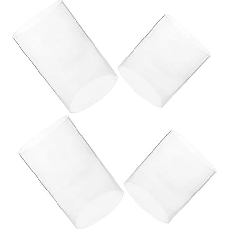 Abat-jour Cylindriques sans Fond en Verre Transparent Lot de 4 Anti-vent, Design Moderne et Minimaliste, pour Bougies Piliers en Centre de Table (1/5)