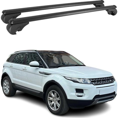 OMAC Barres de toit en aluminium pour Land Rover Range Rover Evoque I L538 2012-2018 – TÜV / DIN 75302:2019 – Antivol inclus – Charge max 75 kg – 2 barres Noir