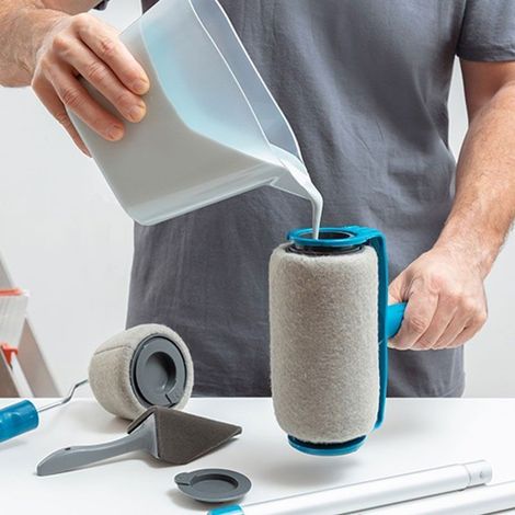 Rouleau de peinture Roll'n'Paint – Matériaux PP, polyester, aluminium – Peinture jusqu'à 25 m² sans éclaboussures – Finitions professionnelles – Shop-Story