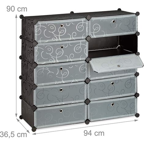 Meuble à chaussures étagère armoire rangement 10 casiers 20 paires 90 cm noir