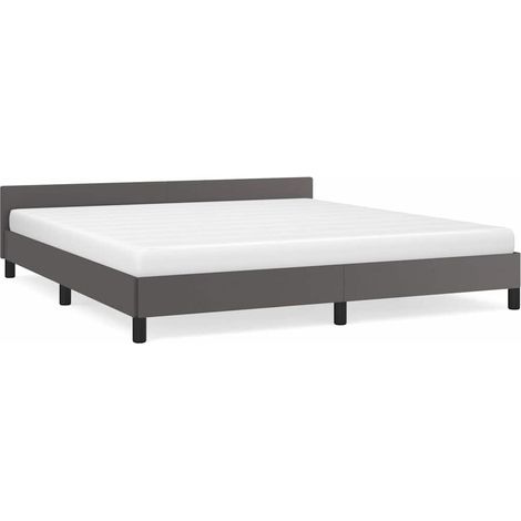 Lit Double Lit Simple - Cadre de lit avec tête de lit gris 180x200 cm Maison La Vie (1/5)