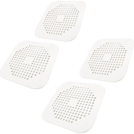 Couvercle de drain carré pour douche 5,7 pouces TPR Drain Catcher Bouchon plat en silicone Lot de 4 (blanc)