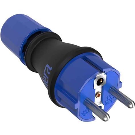 Clavija 2p+t, 16a,250v espigas de ø4,8mm. material caucho negro termoplástico 706tk solera (1/2)