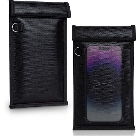 Dos bolsas Faraday, inhibidor de señal, inhibidor de señal de teléfono celular, inhibidor de señal de llave de auto/Wi-Fi/RFID/GPS