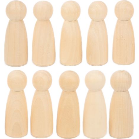 10 Pcs Wooden Peg Doll Safe BurrFree Develop Handson Skills Use Imagination DIY Accessories for Decoration(Girls ) (1/5)