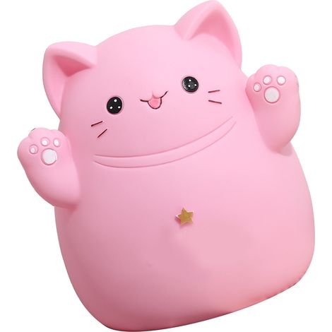 Tirelire en forme de chat de dessin animé, boîte à monnaie, décoration, jouet pour enfants, cadeau, rose, taille S, 13 x 11 x 15 cm