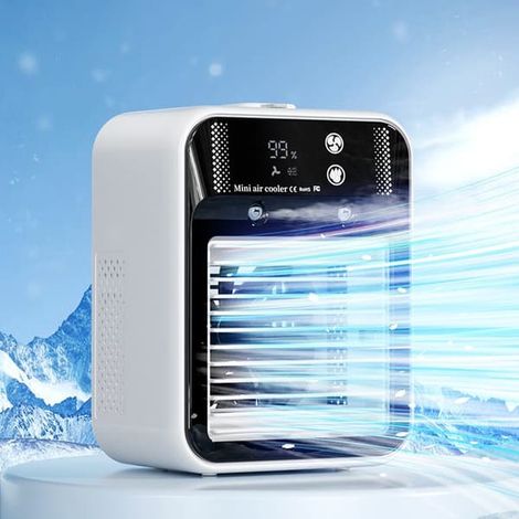 Mini climatiseur portable avec humidificateur à brumisateur - Refroidisseur d'air de bureau USB sans fil pour la maison et le bureau-AquaForge (1/5)