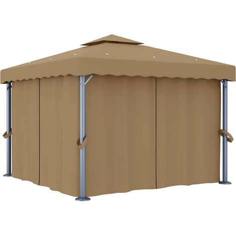 Tonnelle avec rideau 3x3 m Taupe Aluminium (1/5)