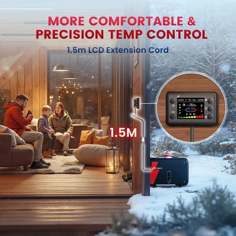 Chauffage d'air diesel 5 kW-8 kW 12 V/24 V avec adaptateur UE, Bluetooth et commande par application