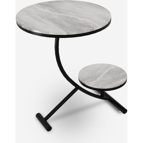 Eleganter Couchtisch mit 2 runden Marmorböden 45x50cm Marpes L - Grau