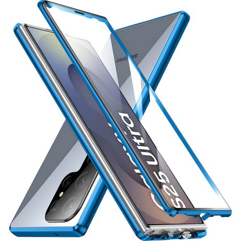 Custodia magnetica in doppio vetro per Samsung Galaxy S25 Ultra, blu (1/5)