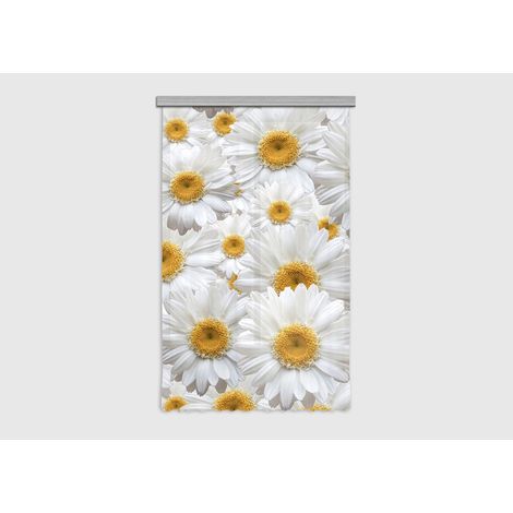 Flowers, rideau imprimé grandes fleurs blanche et jaune 140x245 cm, 1 pièce (1/5)
