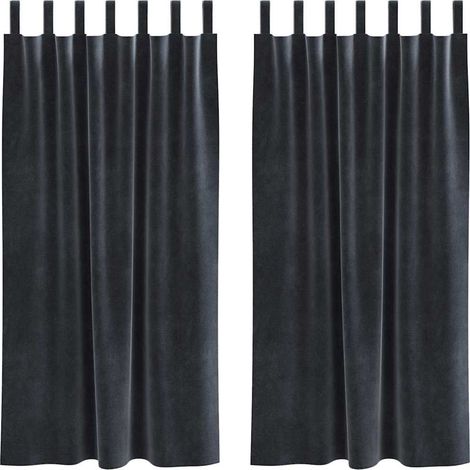 Rideaux avec des rideaux 2 pcs Gris foncé 140 x 175 cm Velours CFW64153 (1/5)