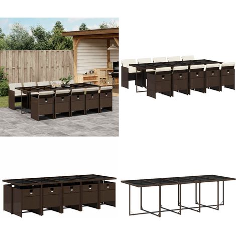 Ensemble à manger de jardin et coussins 11 pcs marron rotin - Meubles De Jardin - Salon De Jardin - Set De Jardin - Ensemble De Salle À Manger De Jardin - Résine Tressée - Home & Living (1/5)