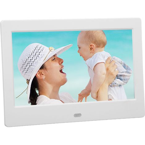Cadre photo numérique HD 7 pouces IPS entièrement plastifié avec lecture vidéo, connexion Wi-Fi, haut-parleur intégré et prise européenne 100-240 V. (1/5)