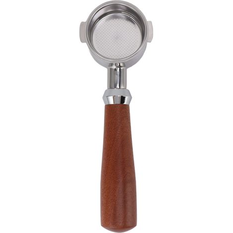 Porte-filtre à espresso sans fond, 51 mm, en acier inoxydable et bois, avec panier-filtre pour une extraction visuelle et une utilisation par les baristas.-AquaForge (1/5)